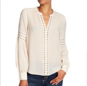 Veronica Beard Willa Eyelet Trim Blouse